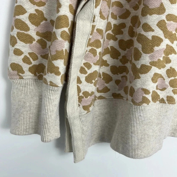 Aerie Womens Oversized Desert Leopard Side Slit Pullover Sweatshirt Size L - Picture 10 of 15